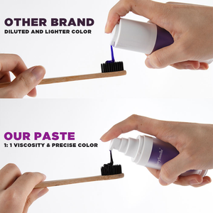 Blanqueamiento de dientes <span class=keywords><strong>V34</strong></span>, venta al por mayor, Kit de cuidado bucal Premium, Corrector, espuma de suero, pasta de dientes, Kit de polvo de dientes de Color púrpura - Product Image 3