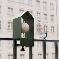 Mangeoire à oiseaux JH-Mech résistante aux intempéries pour terrasse, remplissage facile et nettoyage rapide avec système de fixation stable, mangeoire à oiseaux pour balcon