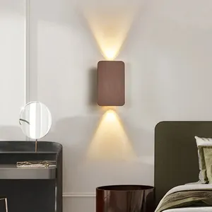 โคมไฟติดผนังสองหัวตกแต่งในร่มสีทอง/สีดำห้องนั่งเล่นบันไดห้องนอนโคมไฟ LED ติดผนังแบบเรียบง่าย6W