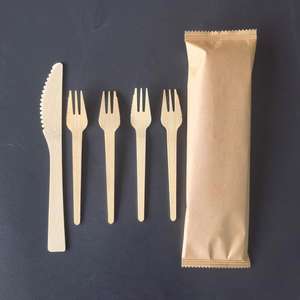 มีดเค้กไม้ไผ่แบบใช้แล้วทิ้งและส้อมผลไม้/เฟรนช์ฟรายส์แบบมีฟัน รุ่น F สำหรับแจกเป็นของขวัญ ยี่ห้อ Mairun สหรัฐอเมริกา - Product Image 1