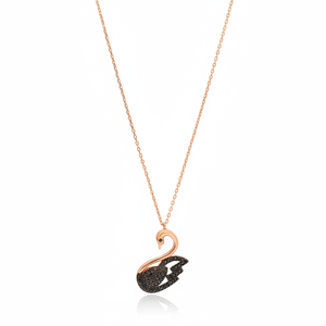 Cisne Animal diseño negro circón piedra encanto colgante turco hecho a mano venta al por mayor 925 joyería de plata esterlina - Product Image 2