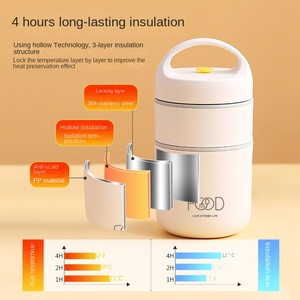 306 Stainless Steel Heat Preservation Lunch Box Soup Box with Leak Proof Microwavable Design Portable <strong>Breakfast</strong> <strong>Container</strong> - Product Image 1