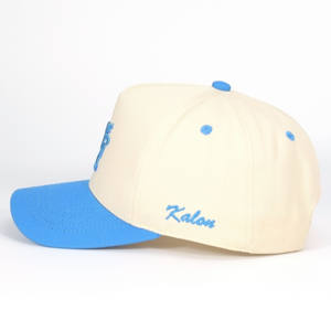 قبعة بيسبول عالية الجودة من القطن بلونين مكونة من 5 ألواح للبيع بالجملة، قبعة بحافة منحنية قابلة للتعديل بنمط تطريز فاكهة ثلاثي الأبعاد حسب الطلب - Product Image 2