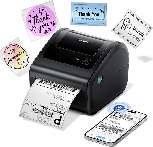 Shipping Label Printer, 4x6 Thermal Label Printer for Small Business - D450 Thermal Printer Compatible with Phone