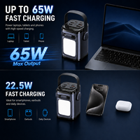 Batterie externe portable 65W pour ordinateur portable, 30000mAh, charge rapide PD, pack de batterie USB C avec lumière LED et câble Type C intégré