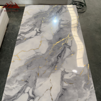 Placa de mármol de PVC europea de producción rápida Wayon, superventas, UV rayas de superficie de mármol, venta al por mayor, entretenimiento doméstico de plástico