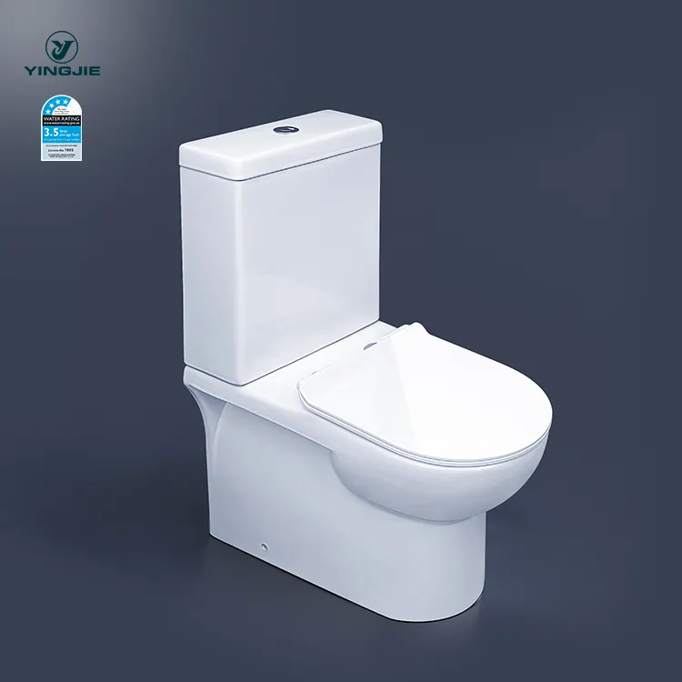 Desain lantai dipasang p-trap wc kloset air keramik siphonic dua bagian toilet untuk hotel kamar mandi