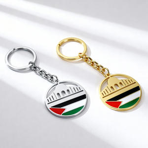 金属製シリア地図旗キーホルダー、カスタムロゴ入り販促用キーホルダー、金銀メッキキーリングチェーン、ノベルティ、パーソナライズキーリング - Product Image 2