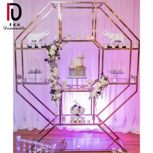 โครงเหล็กสแตนเลสทันสมัยสไตล์ไมอามี่ ท็อปกระจก พร้อมพนักพิงสีทอง สำหรับงานแต่งงาน - Product Image 1
