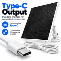 Caméra de sécurité basse consommation avec panneau solaire 5W 5V, surface ETFE, connecteur Type-C, support réglable et câble de 2 m