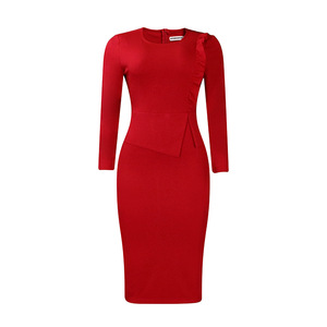 All'ingrosso Plus Size Women Office Wrap Mid Dresses Ladies Casual abiti da lavoro formali elegante Business Dress <span class=keywords><strong>abbigliamento</strong></span> <span class=keywords><strong>donna</strong></span> - Product Image 5