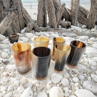 Tasse à boire artisanale en corne de buffle, forme naturelle polie, pour bière et vin, style nautique, cadeau décoratif