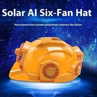 Casque de sécurité anti-choc avec refroidissement par air conditionné à six ventilateurs, double alimentation et fentes de ventilation, idéal pour l'été