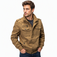 Blouson cargo unisexe en coton, col montant, 7 poches multiples, fermeture éclair intégrale, boutons-pression, style vintage, coupe-vent et imperméable