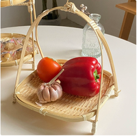 Petit panier de rangement en bambou multicouche rond et carré, fabriqué avec précision, pour le thé, les fruits et les collations, fabriqué en Chine