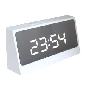 Novelty Desktop DC Power Brightness Dimmer Adjustable Mirror LED Digital Alarm Clock