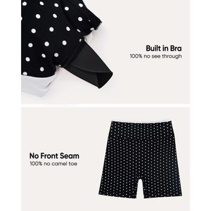 Conjuntos Deportivos para Mujer, Bra Deportivo con Estampado de Lunares y Pantalones Cortos, Conjunto de 2 Piezas, Ropa de Yoga Transpirable, Ribete en Contraste, Spandex, Poliéster - Product Image 5