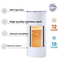 Vaso Térmico Personalizado de Acero Inoxidable de 15 oz para Sublimación, Vaso Delgado de Doble Pared con Aislamiento y Pajita
