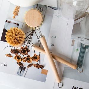 Gloway2仕様ロゴ環境にやさしいサイザル麻繊維ウッドポットブラシナチュラルキッチン木製ディッシュポット洗浄ブラシ交換用ヘッド付き - Product Image 4