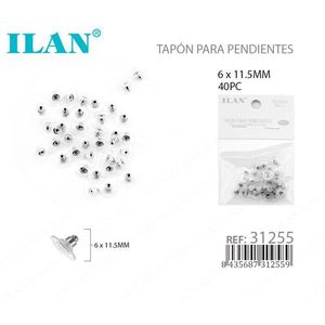 Fermaglio per orecchini Ilan 6x11,5 mm colore argento confezione da 40 pezzi - Product Image 1