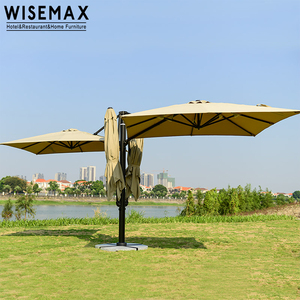 WISEMAX mobilier nordique noir cadre en aluminium parapluie extérieur 4 <span class=keywords><strong>parasol</strong></span> carré <span class=keywords><strong>banc</strong></span> de piscine hôtel <span class=keywords><strong>parasol</strong></span> <span class=keywords><strong>avec</strong></span> base en marbre - Product Image 4