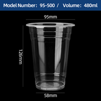 Lot de 1000 gobelets en plastique transparent jetables de 480 ml avec couvercles pour bubble tea, café glacé, boba tea et jus de fruits