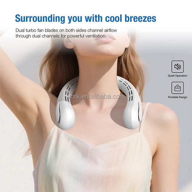 OEM ODM Custom Wearable Neck Fan 5 Speeds 4000mAh Battery Low Noise Lightweight Portable Cooling Fan for Car Use Business Buyers