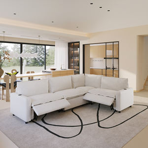 Canapé modulaire sectionnel ATUNUS, style nordique moderne, inclinable, avec recharge sans fil, disponible en blanc et beige, pour salon - Product Image 3