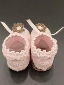 Chaussons bébé tricotés en coton rose personnalisables avec logo, mignons, unisexes, pour premiers pas, chauds, toutes saisons, écologiques - Product Image 4