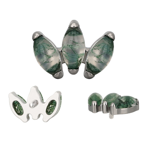 Mode Helix Oorbel Labret Piercing Sieraden Eeuwige Astm F136 Titanium 16G Mos Agaat Steen Lip Neus Ringen Body Sieraden Gzn - Product Image 2