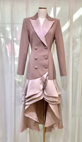 Robe longue pour femme AELESEEN, automne-hiver, style européen et américain, manches longues, col rabattu, volants, robe de soirée élégante irrégulière