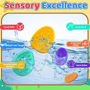 Juguetes Sensoriales Antiestrés, Piedras Educativas Personalizables para Niños, Paquete de 6, Texturizadas, Suaves, Ecológicas, Duraderas, de Silicona, Calmantes - Product Image 3
