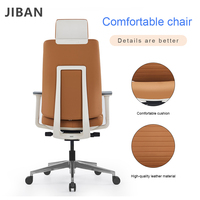 Chaise de bureau exécutive moderne en cuir avec appui-tête réglable, accoudoirs réglables, hauteur réglable, structure métallique - Pour le bureau