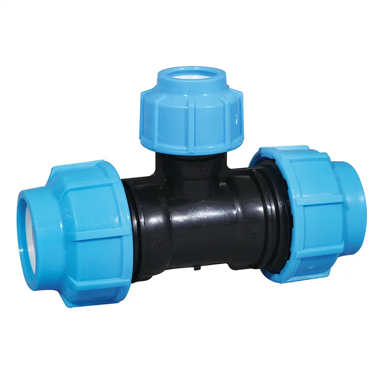 Pince Hdpe réduire le raccord de tuyau en T en plastique raccord de compression raccord de tuyau d'eau d'irrigation