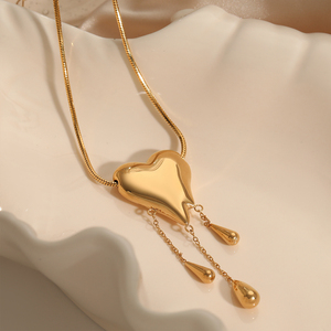 Collar de acero inoxidable de moda YS, colgante de corazón chapado en oro a la moda, collar llamativo, joyería brillante para mujer