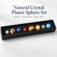 Lot de 8 sphères de cristal naturel polies, ensemble de pierres du système solaire, assortiment de roches dans une boîte, idéal pour la décoration et les cadeaux, tendance