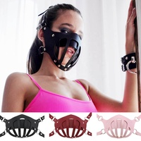 Masque en cuir PU punk pour cosplay de fête, produits pour adultes, équipement de bondage sexy, masque pour femmes, accessoires de mode