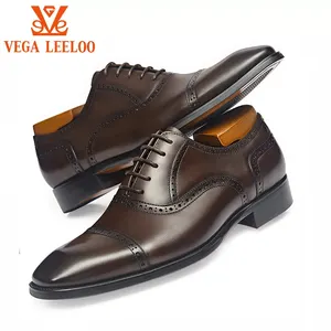 Britse Stijl Gesneden Lederen Brogue Schoenen Lace-Up Bullock Business Mannen Oxfords Schoenen Groothandel