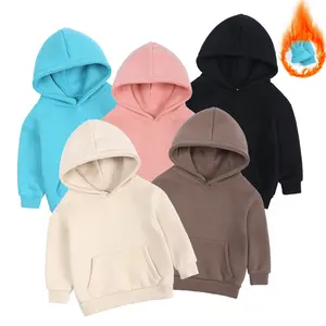 Yeni Premium çocuklar Unisex düz Hoodies boş özel Logo özel etiket yürüyor spor polar svetşört Boys için