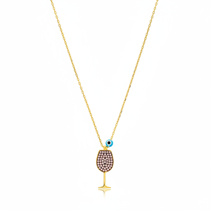 Conception de verre à vin collier à breloques en pierre d'améthyste turc fait à la main vente en gros bijoux pendentif femme en argent Sterling 925 - Product Image 2