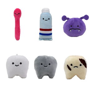 Jouets en peluche personnalisés en forme de dent de dessin animé, de dent de brossage, de bactéries dentaires, de mini bactéries dentaires souriantes, porte-clés - Product Image 1