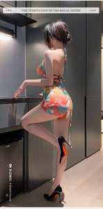 Conjunto de Lencería Romántica con Falda Ajustada con Estampado Degradado en Forma de U Profunda, Vestido Sexy sin Espalda para Verano, Lencería Exótica de Lujo - Product Image 6