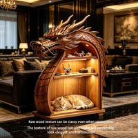 Nouvelle Maison pour Chat Créative en Bois Massif Multi-Niveaux, Forme Dragon Chinois Traditionnel, Intégrée avec Rangement pour Animaux, Modèle 2026