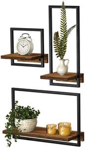 <strong>2</strong> Tier <strong>Floating</strong> <strong>Shelves</strong> Small Bookshelf Rustic Wood Wall <strong>Shelf</strong> with Metal Brackets - Product Image 6