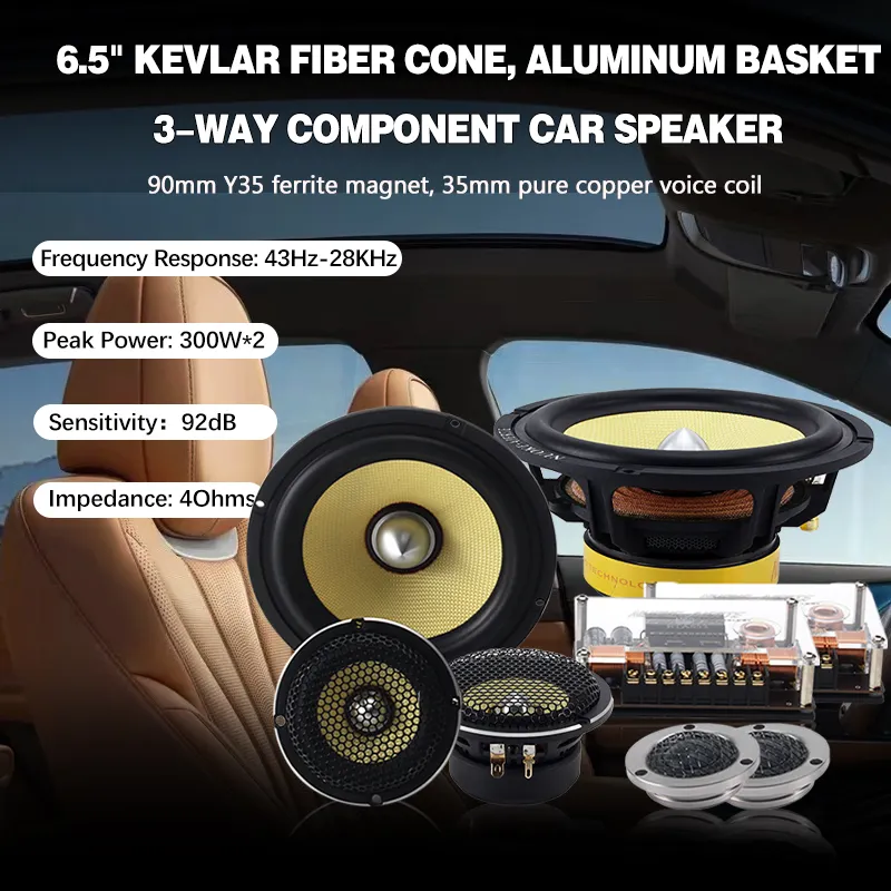 6.5 inch 3-way Component Car Speakers Áudio do carro para o orador audio dos carros