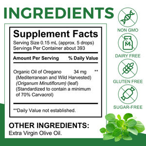 ArtoaLabs OEM <strong>Oregano</strong> <strong>Oil</strong> Drops 60ml 70% Carvacrol Immune Gut Health Herbal Supplements Plant Extracts Private Label - Product Image 5