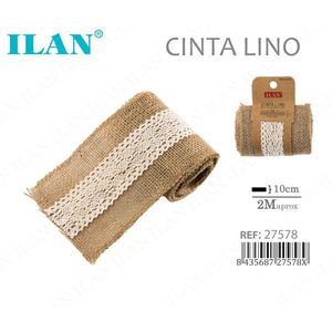 Nastro di lino ILAN 10 cm x 2 m con bordo in pizzo per lavori artigianali - Product Image 1
