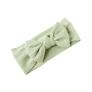INS Großhandel Elastisches Stirnband aus weicher Polyester faser für Baby Solid Color Newborn Baby Bow Head Wrap