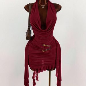 Viviblook Z0112DS01 Vestidos de Mujer, Disfraces de San Valentín, Elegante Vestido de Fiesta Corto, Sexy, Ajustado, Irregular, con Espalda Descubierta - Product Image 1