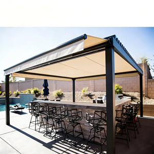 <span class=keywords><strong>Pergola</strong></span> moderne en aluminium imperméable <span class=keywords><strong>pour</strong></span> l'extérieur, avec <span class=keywords><strong>rideaux</strong></span> et éclairage LED - Product Image 5